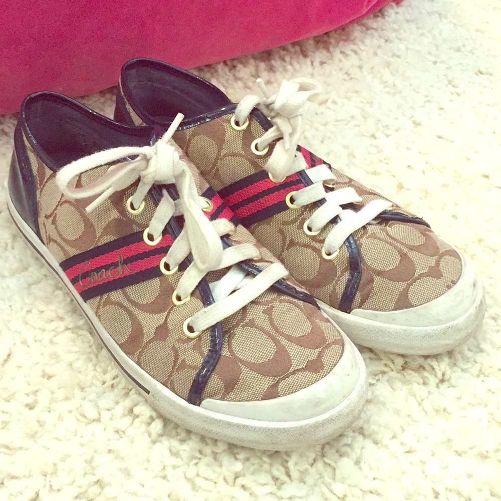Coach Folly sneakers with pink signature fabric